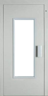 Automatic lift door with glass panel