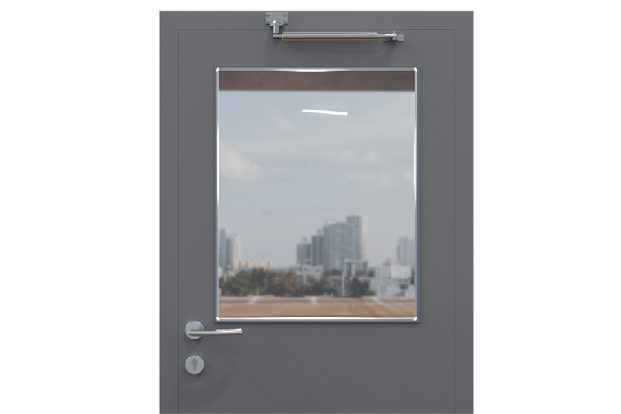 Back check on door that opens outwards, standard installation (inside view) | accessories: 205489, 205511 and 205197
