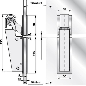 Türdämpfer V 1600 U-Profil Glastür Montage